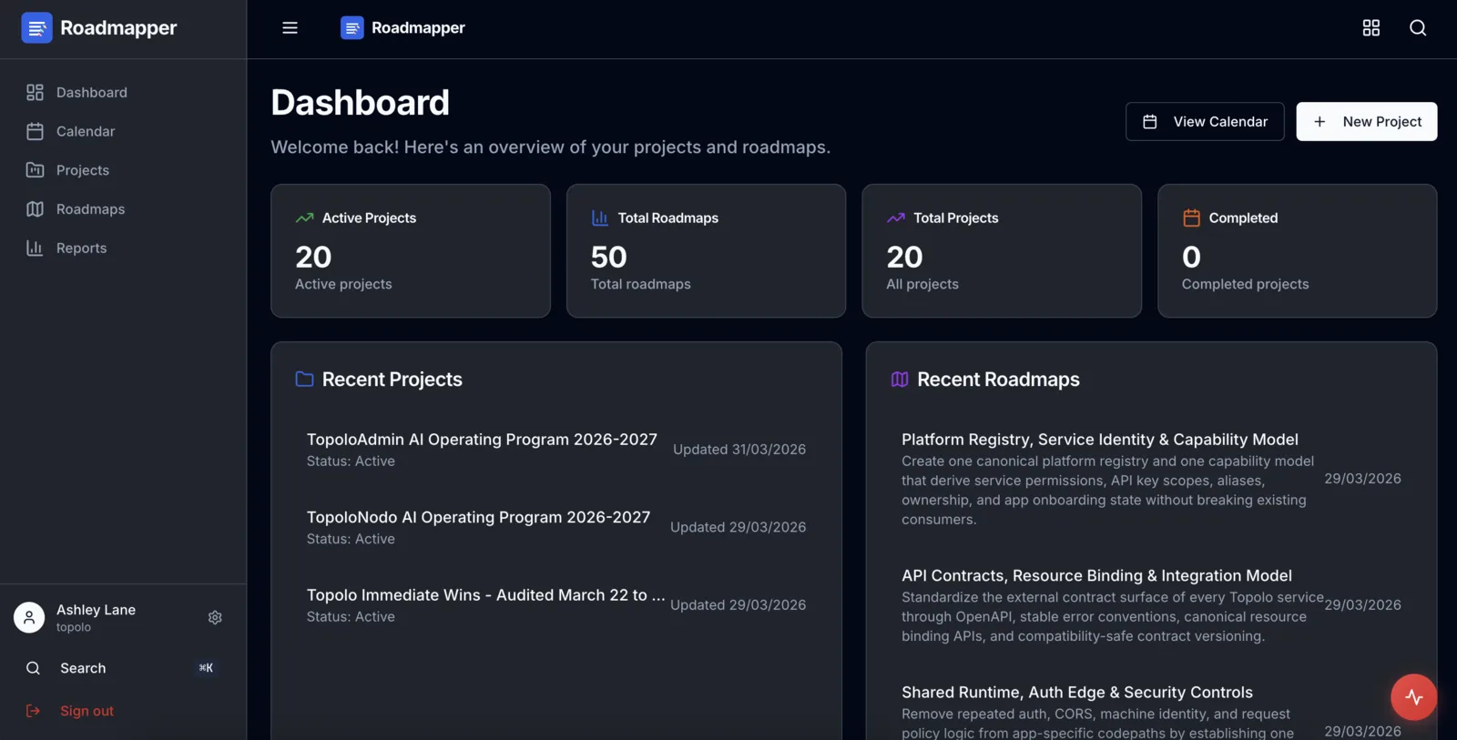Topolo Roadmapper intake workflow
